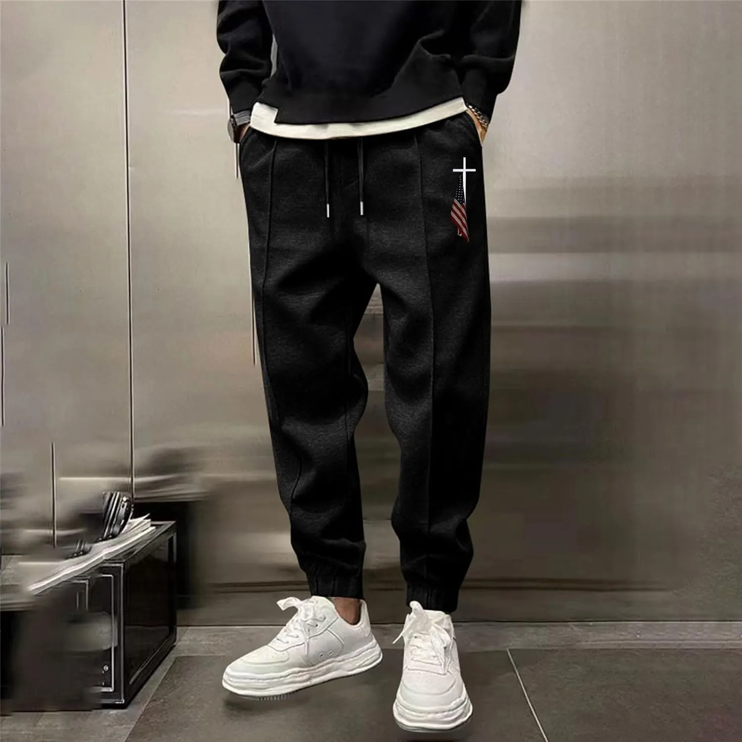 MIDOO Mens Sweatpants Open Bottom Casual Athletic Workout Gym Tapered Pants Basic Running Drawstring Workout Sweat Pants