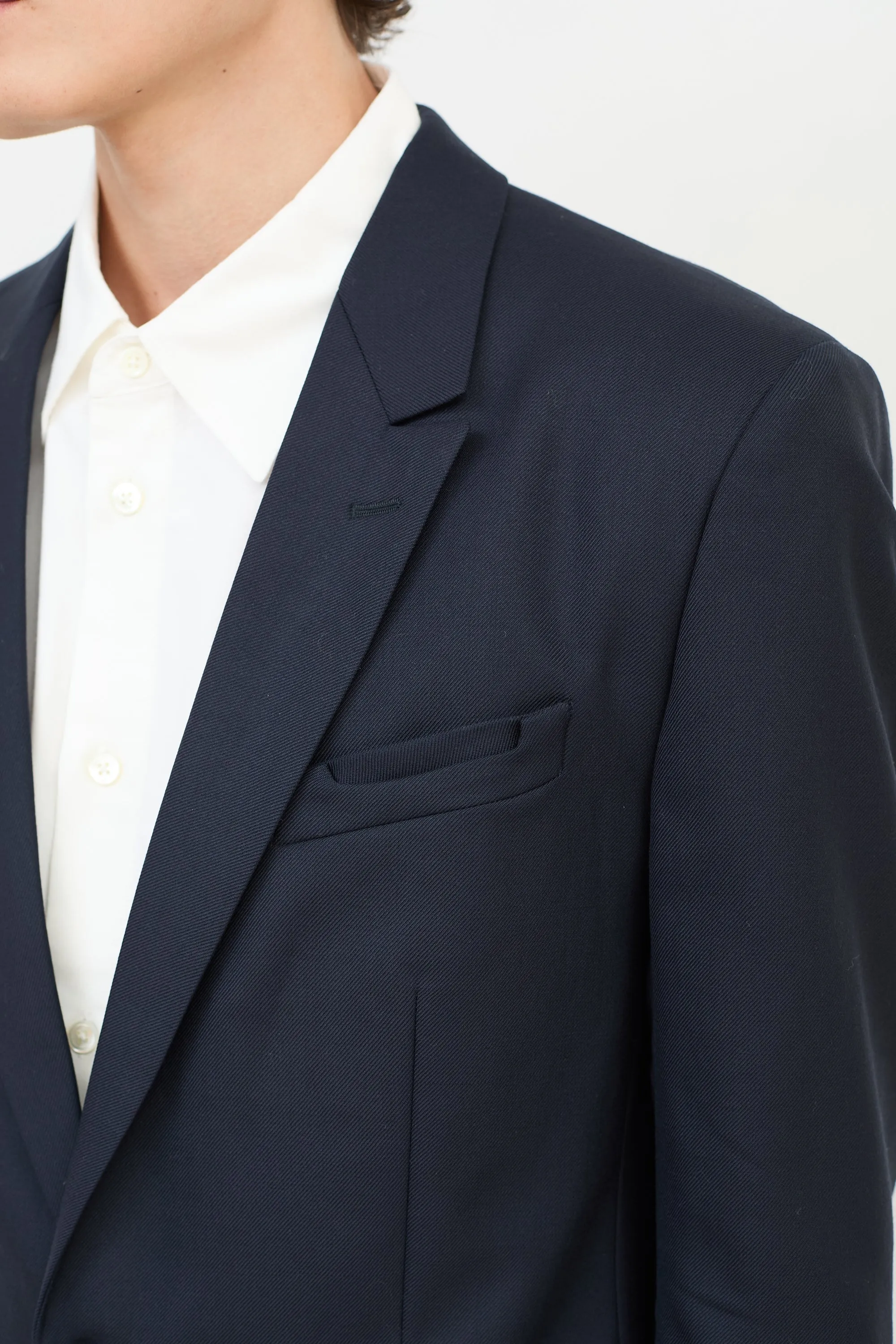 Navy Wool Slip Welt Blazer