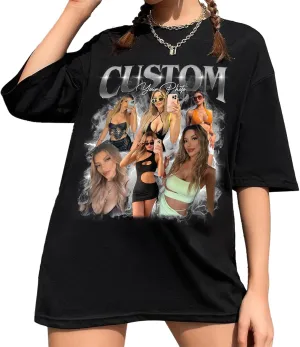 NAZENTI Custom Bootleg Rap Tee, Custom T-Shirts with Picture, Retro Custom Bootleg, Valentine's Gifts for Him Her