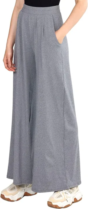 noflik Women's Comfy High Waisted Knit Wide Leg Yoga Pants Business Casual Elastic Waist Loose Trendy Trousers with Pockets