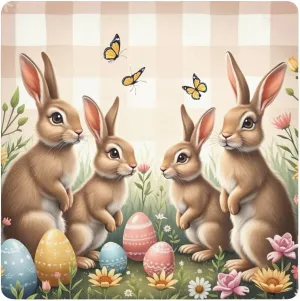 ODAWA Easter Rabbits Gathering Self Adhesive Cloths 17.7X17.7 Inch Self-adhesive Cloth Protective Camera Wrapper Portable Cosmetic Bag for Travelling