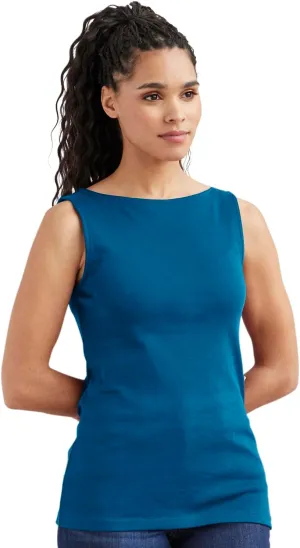 Organic All-Cotton Luxe Sleeveless Boat Neck Tee