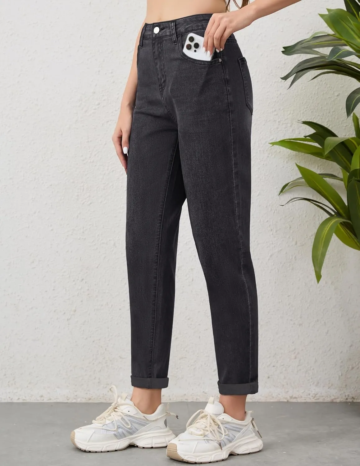 PACBREEZE Women's Boyfriend Jeans High-Rise Comfy Stretch Relaxed Casual Denim Pants with 5 Pockets, 4-18