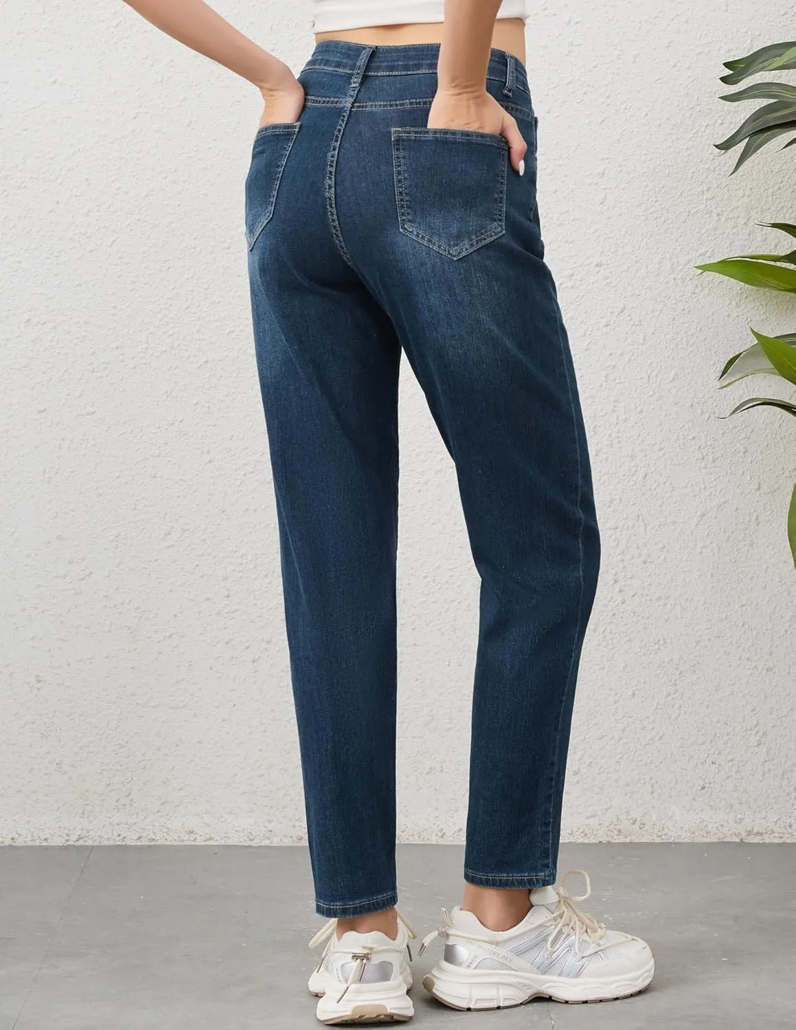 PACBREEZE Women's Boyfriend Jeans High-Rise Comfy Stretch Relaxed Casual Denim Pants with 5 Pockets, 4-18