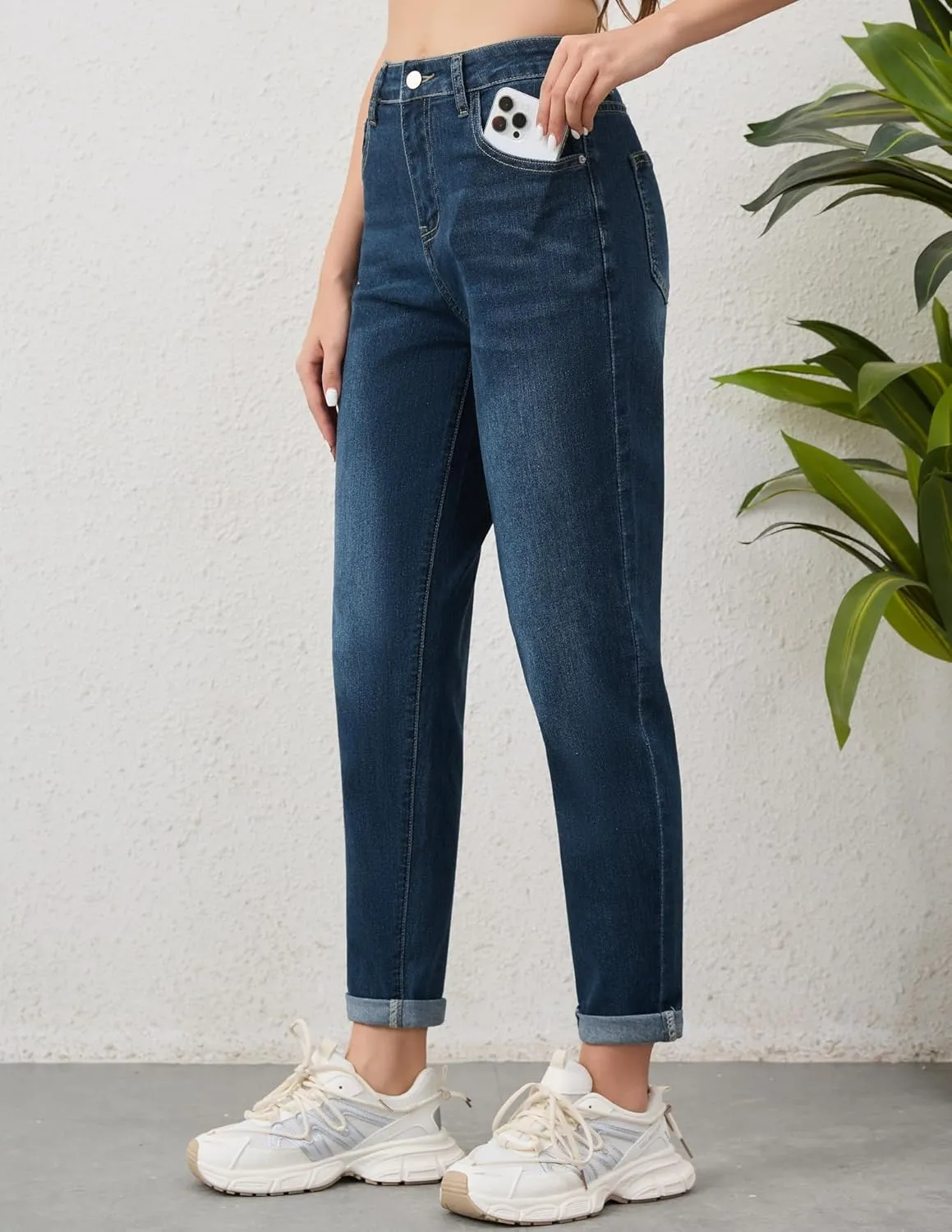 PACBREEZE Women's Boyfriend Jeans High-Rise Comfy Stretch Relaxed Casual Denim Pants with 5 Pockets, 4-18