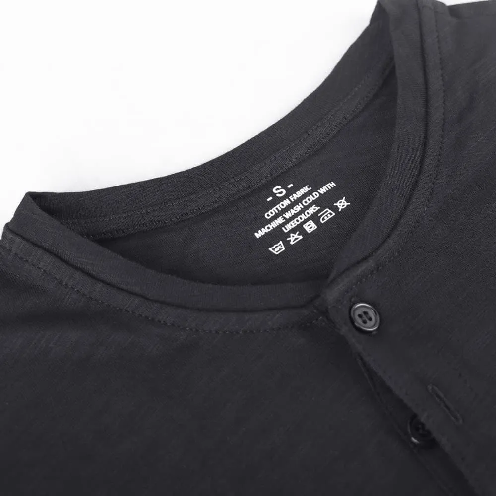 palglg Mens Cotton Muscle Slim Fitted Sport Henley T-Shirt with Button
