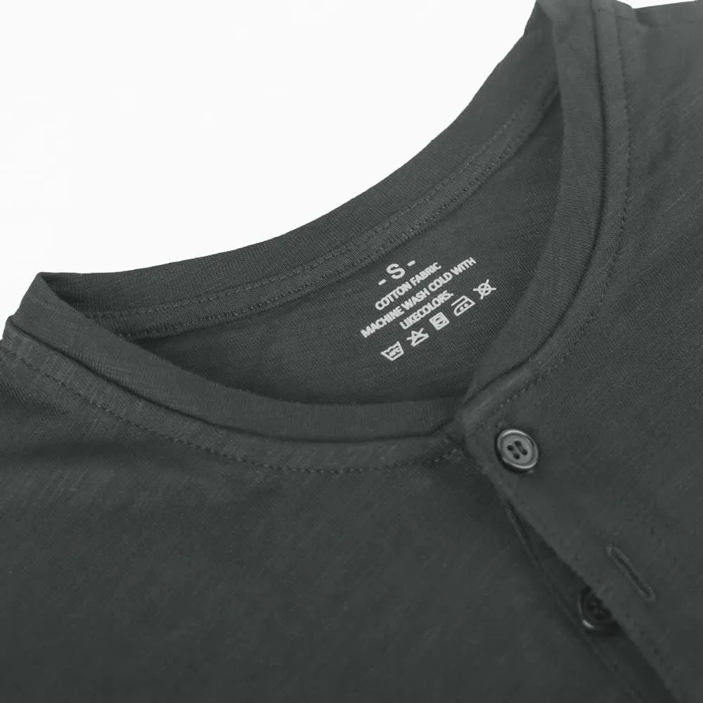 palglg Mens Cotton Muscle Slim Fitted Sport Henley T-Shirt with Button