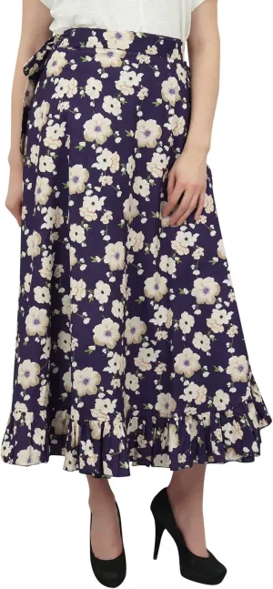 Printed Single Layer Cotton Magic Wrap Skirt for Womens Plus Size Ruffled Wrap Skirt