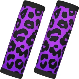 Purple And Black Leopard Print Luggage Handles Wrap Grips For Suitcases Luggage Travel Accessories For Airplane 2pcs