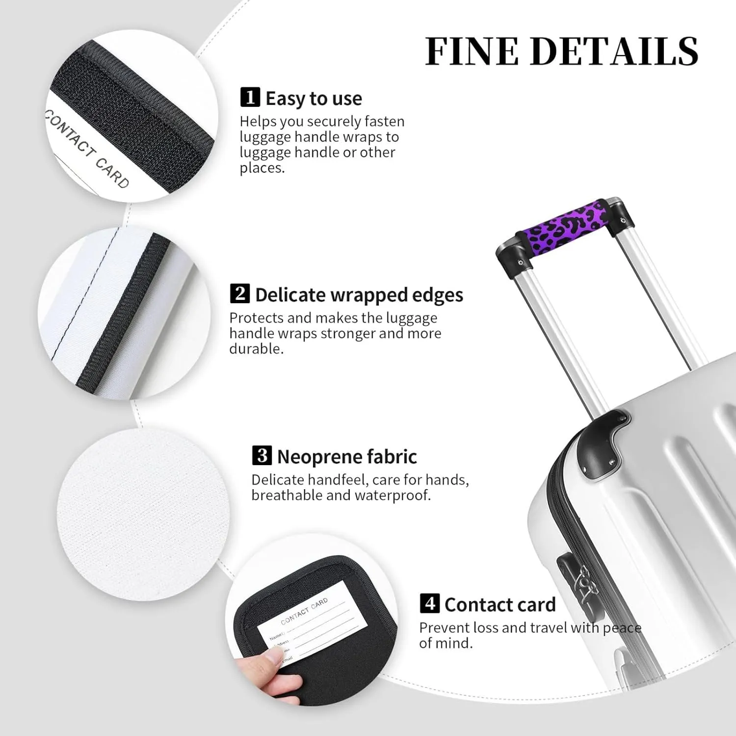Purple And Black Leopard Print Luggage Handles Wrap Grips For Suitcases Luggage Travel Accessories For Airplane 2pcs