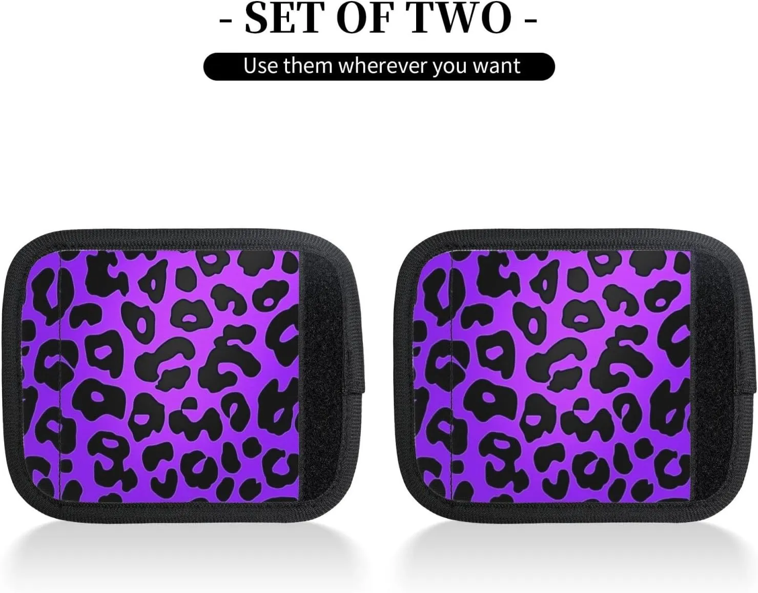 Purple And Black Leopard Print Luggage Handles Wrap Grips For Suitcases Luggage Travel Accessories For Airplane 2pcs