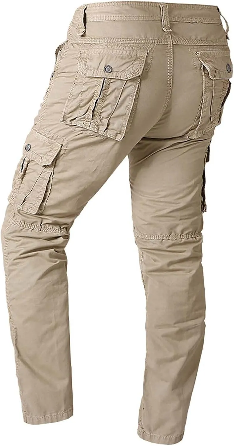 Regular Fit Stretchy Cargo Pants for Men Casual Sports Work Jogger Pants with Multi Pockets Outdoor Hiking Trousers