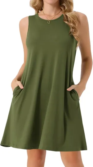Seta T Women's Summer Dresses Tie Dye Tank Dress Beach Casual Sleeveless Loose Tshirt Sundress with Pockets