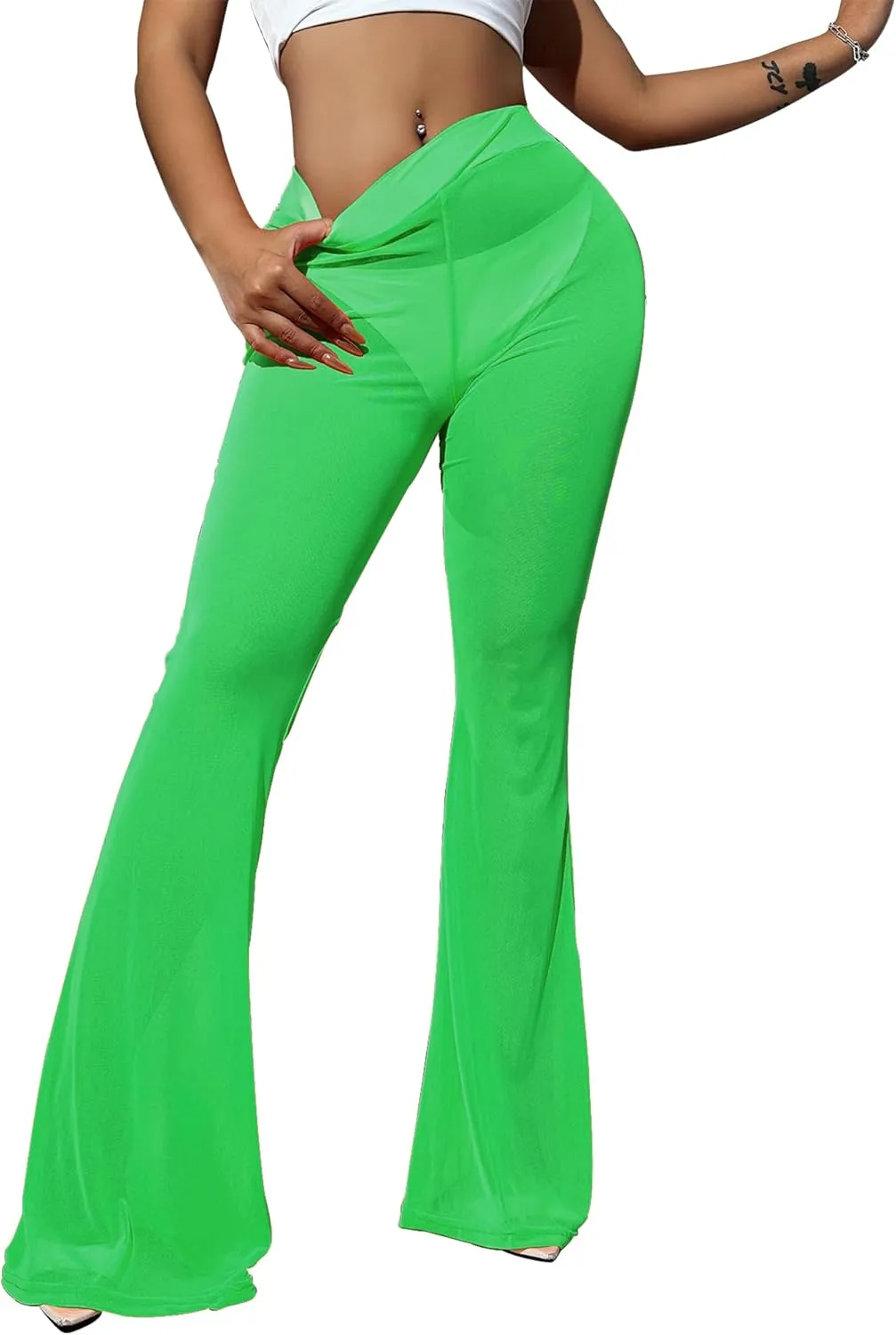 Sheer Pants for Women Mesh Pants Bathing Suit Cover Sexy Swimsuit Coverup for Women See Through Pants Swim Lace Pants