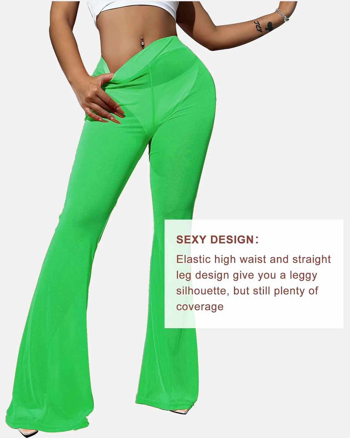 Sheer Pants for Women Mesh Pants Bathing Suit Cover Sexy Swimsuit Coverup for Women See Through Pants Swim Lace Pants