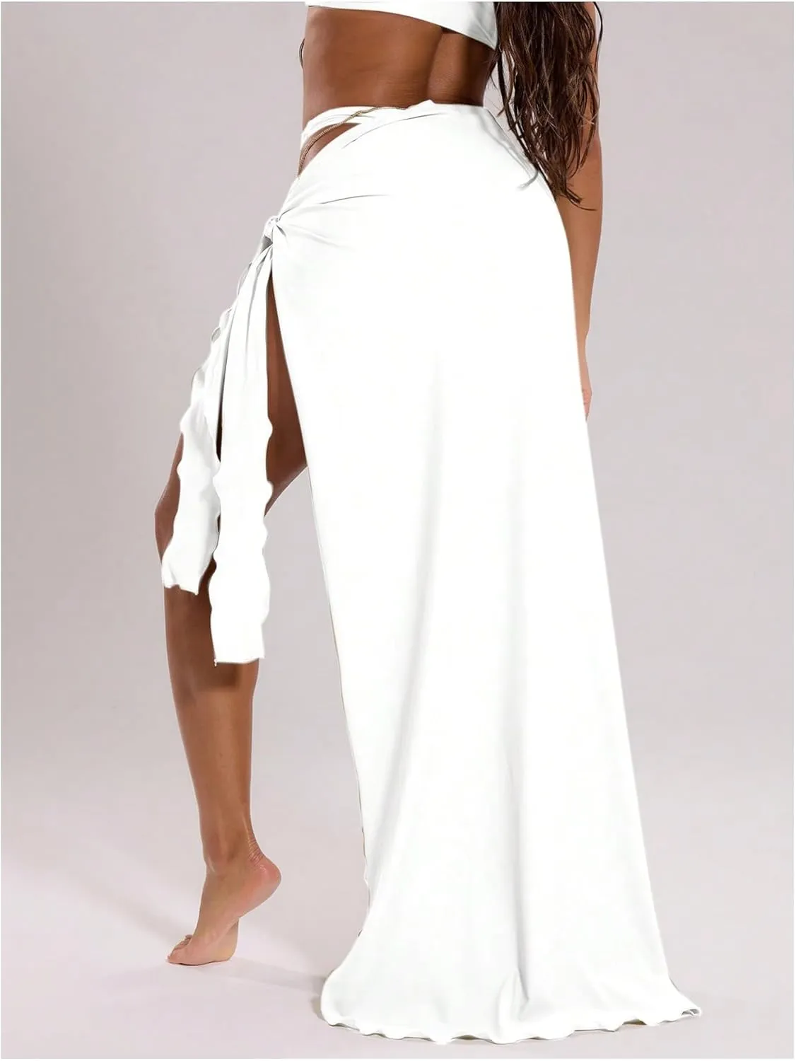 SHENHE Women's Long Sarong Wraps Coverup Tie Side Slit Front Bathing Suit Wrap Maxi Skirt