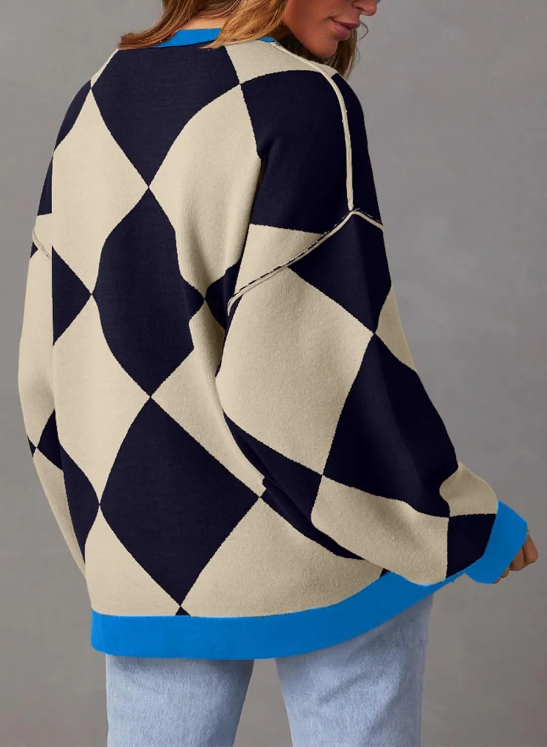 Sidefeel Women's Cardigan 2024 Fall Sweaters Open Front Coat Oversized Striped Chunky Outwear with Pockets