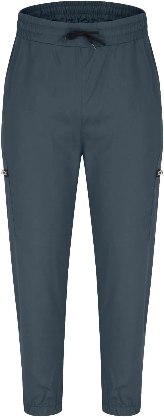 Sinzelimin Men Cargo Pants Fashion Drawstring Zipper Pockets Workwear Fishing Trouser Stretch Slim Fit Full Length Sweatpant