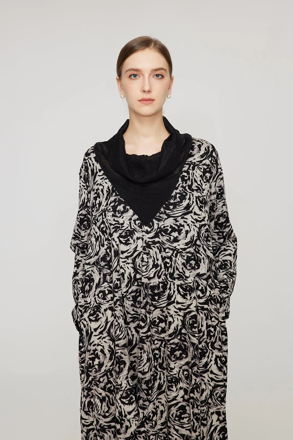 Splice Black White Casual Maxi Dress
