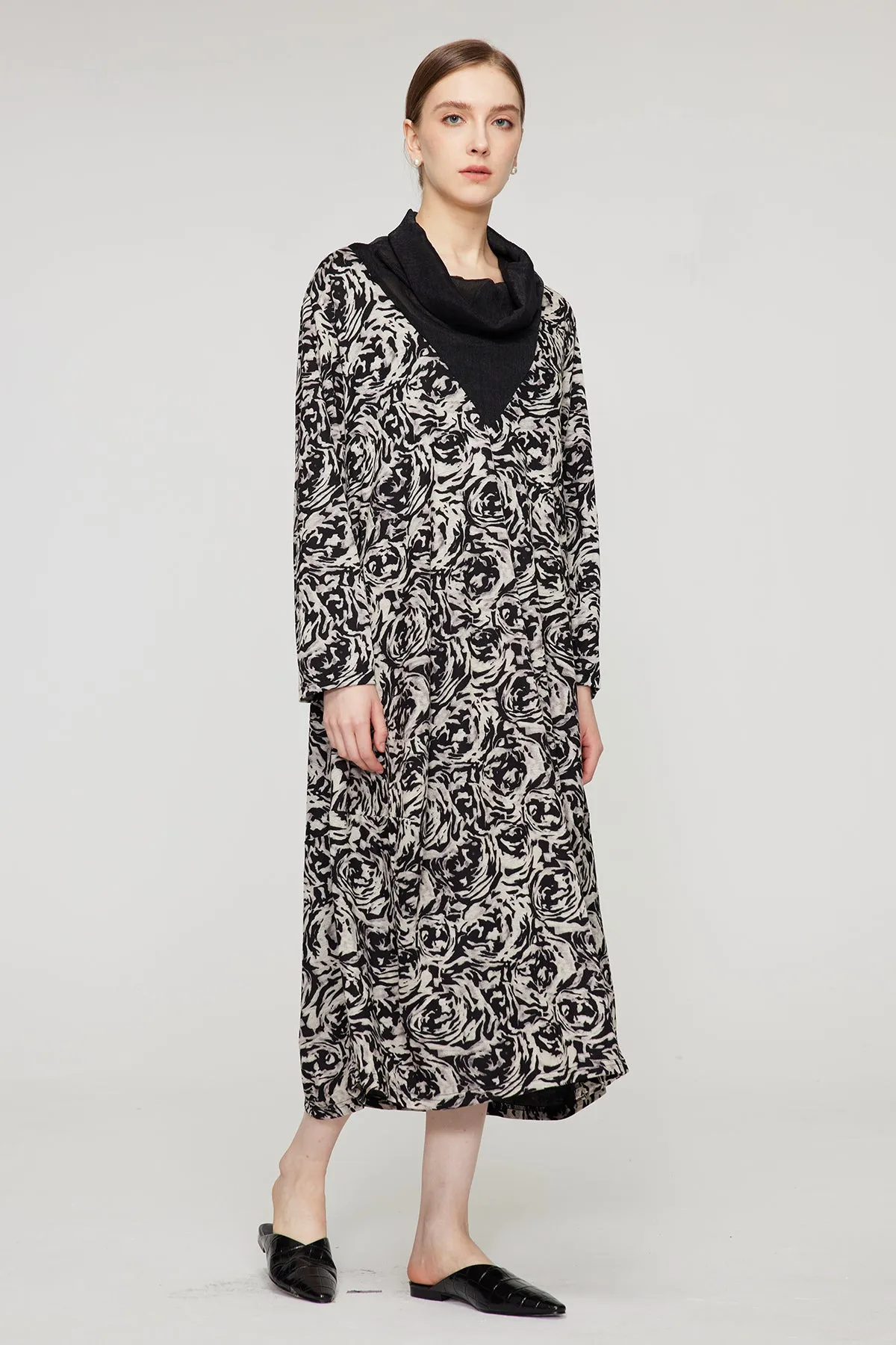 Splice Black White Casual Maxi Dress