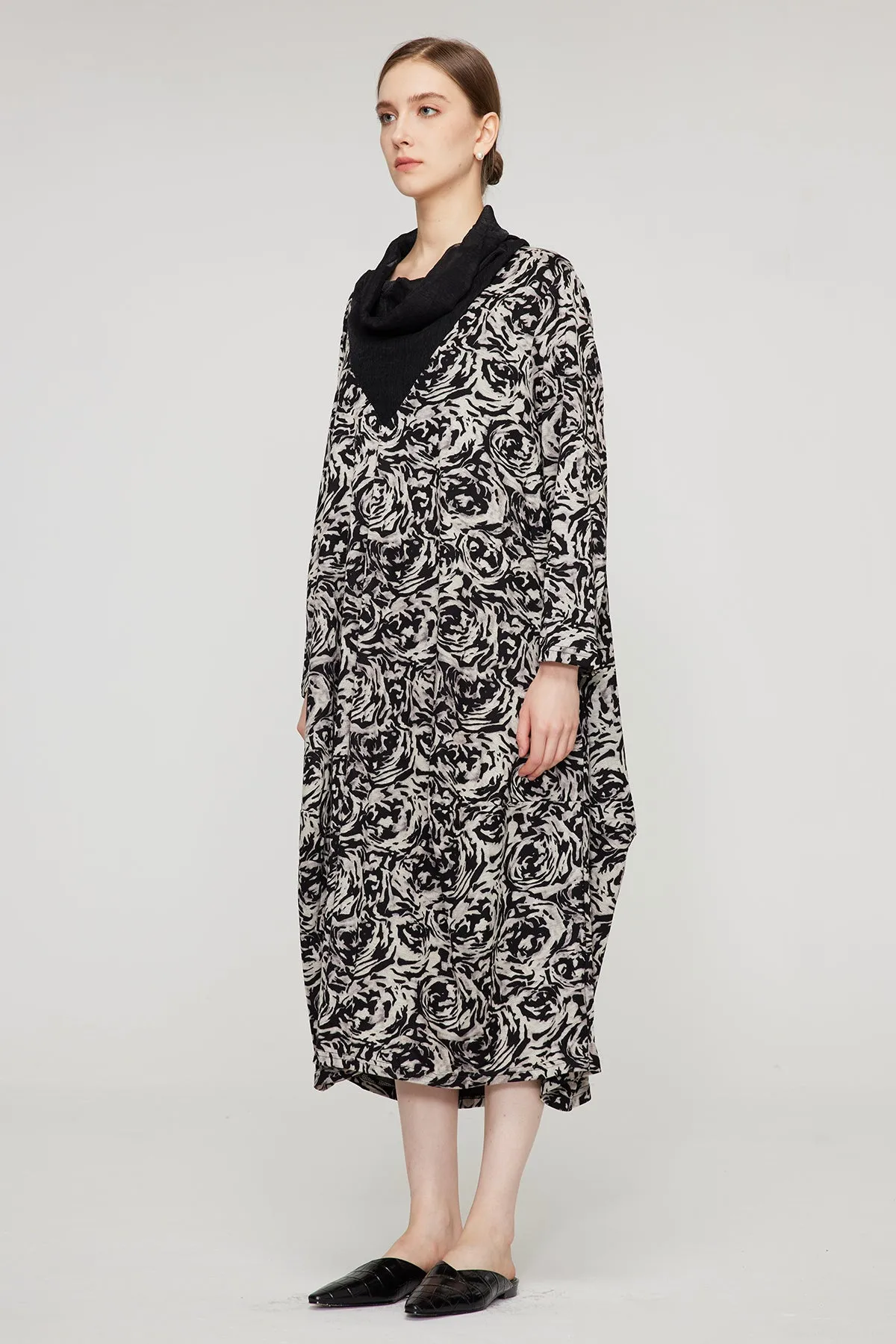 Splice Black White Casual Maxi Dress