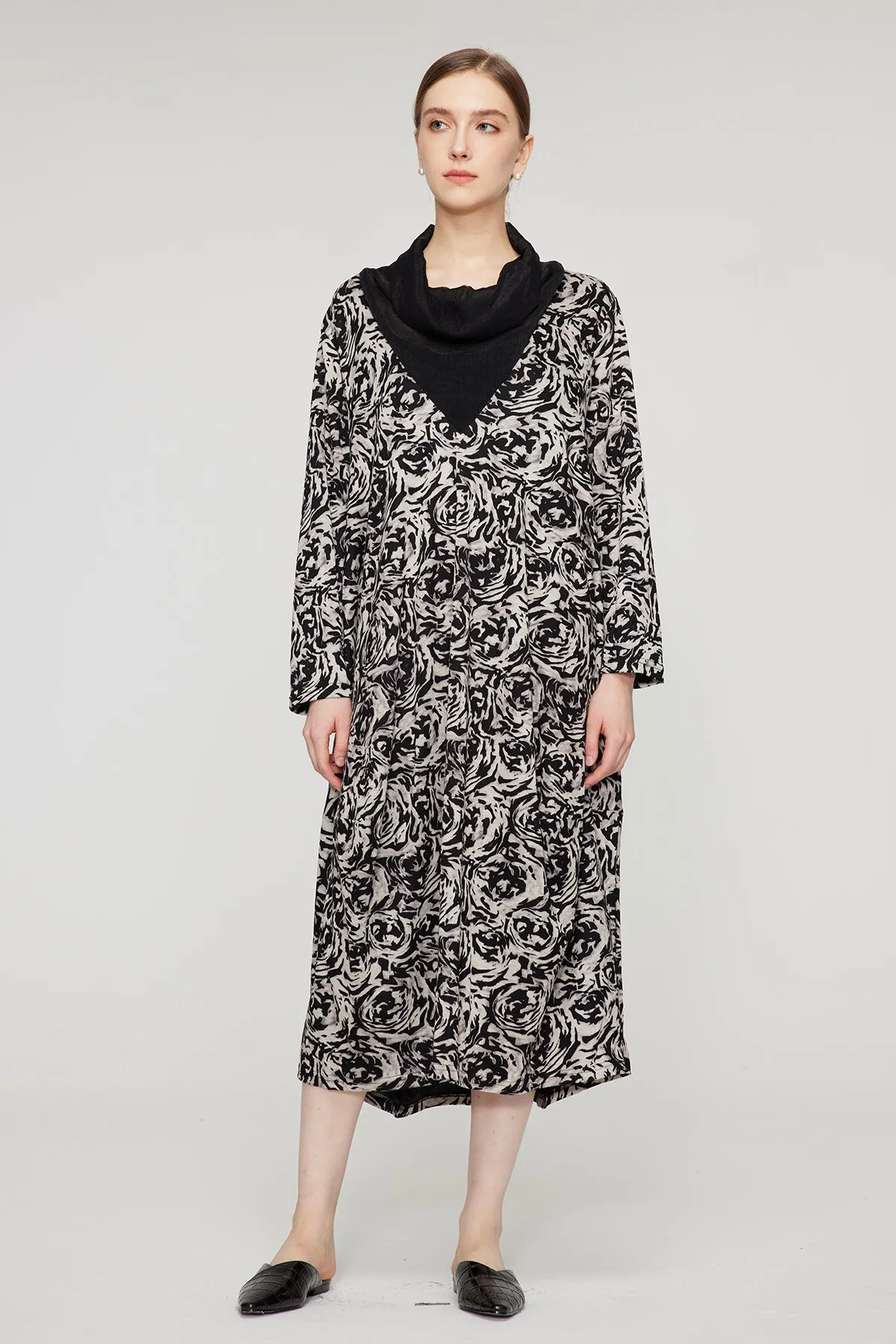 Splice Black White Casual Maxi Dress