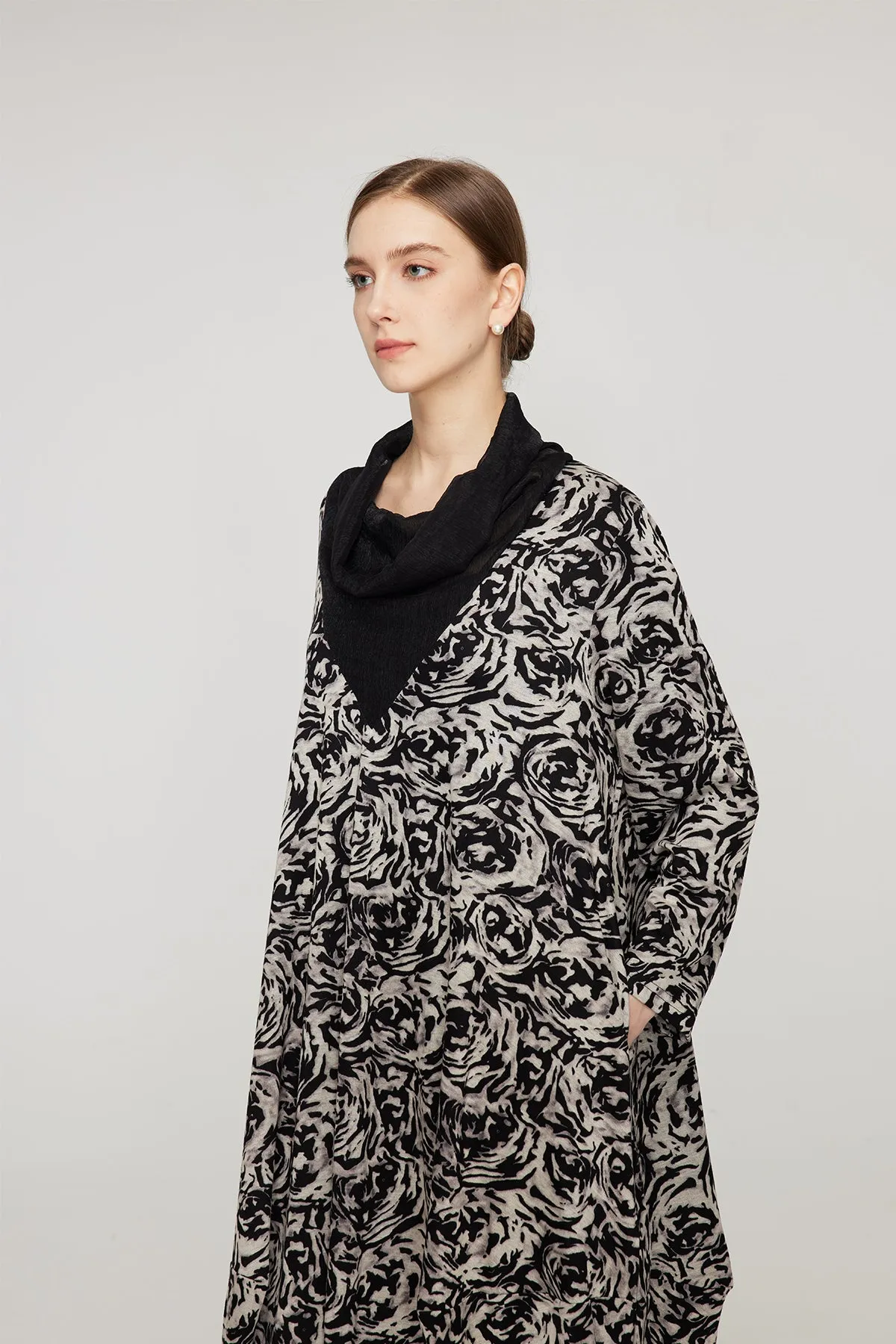 Splice Black White Casual Maxi Dress