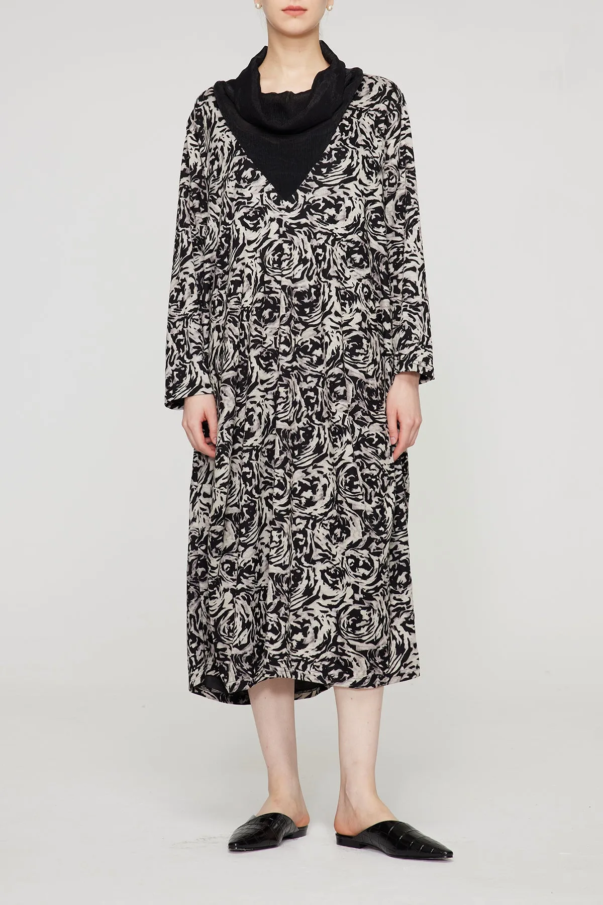 Splice Black White Casual Maxi Dress