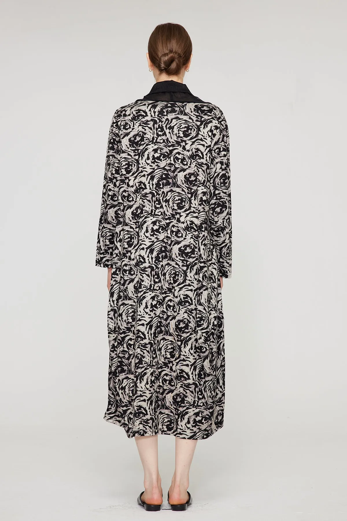 Splice Black White Casual Maxi Dress