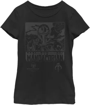 STAR WARS Mandalorian Stoic Back Girls Short Sleeve Tee Shirt