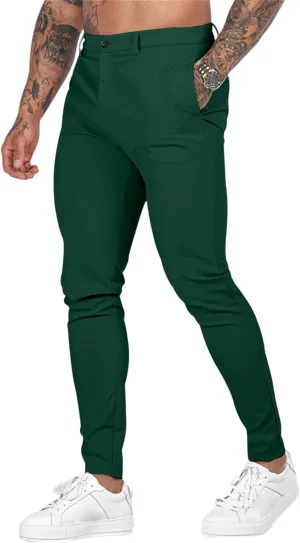Stretch Dress Pants for Men Slim Fit Fashion Flat Front Slacks Casual 2025 Summer Outdoors Sports Tapered Pants