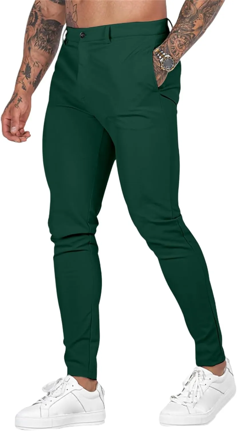 Stretch Dress Pants for Men Slim Fit Fashion Flat Front Slacks Casual 2025 Summer Outdoors Sports Tapered Pants