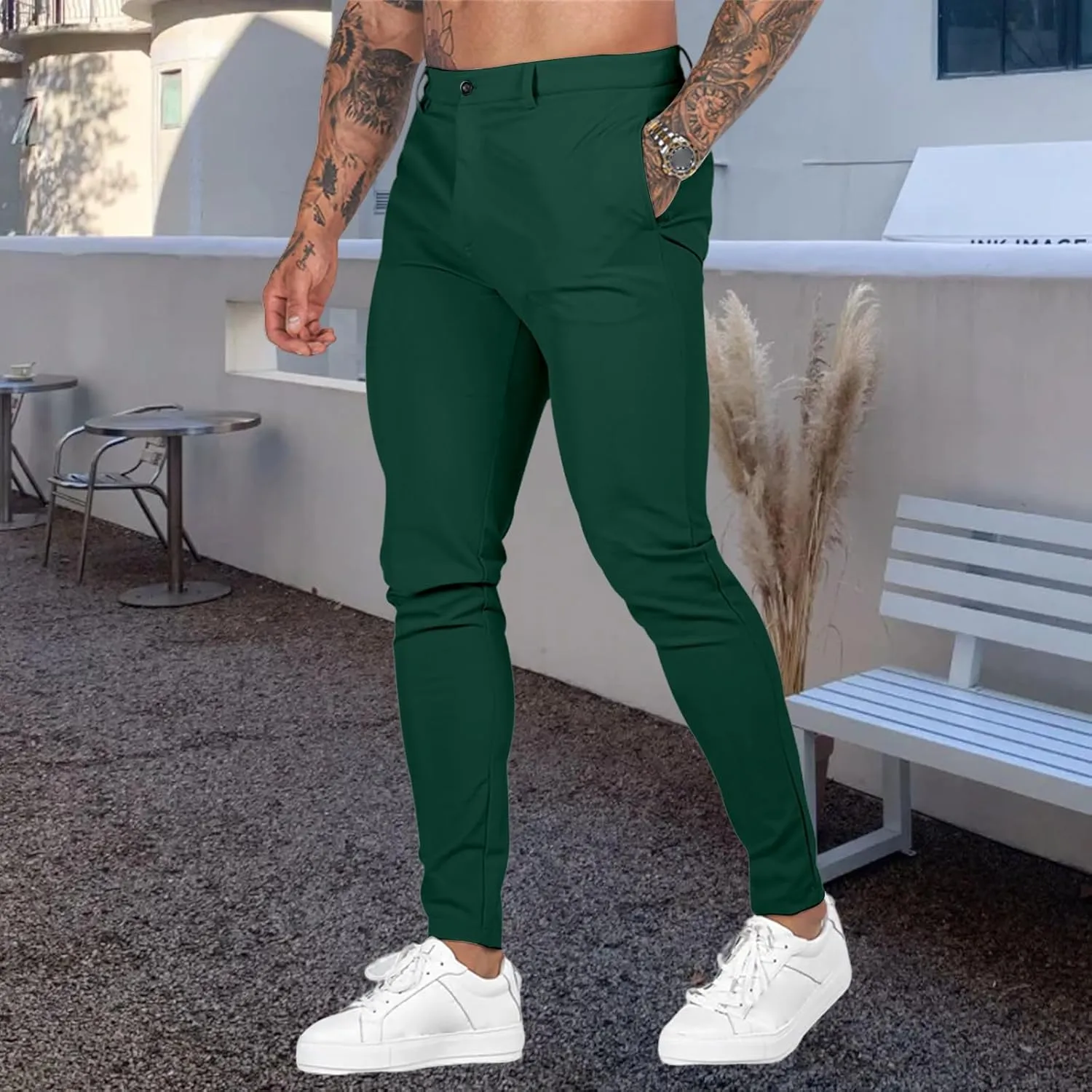 Stretch Dress Pants for Men Slim Fit Fashion Flat Front Slacks Casual 2025 Summer Outdoors Sports Tapered Pants