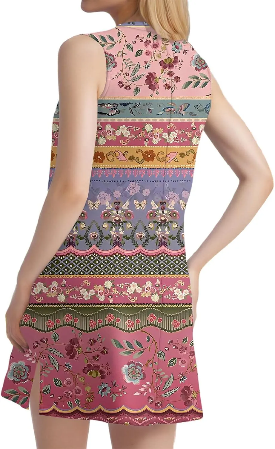 Summer Dresses for Women 2025 Sleeveless Beach T Shirt Dresses Casual Sundresses Loose Floral Tank Dress with Split