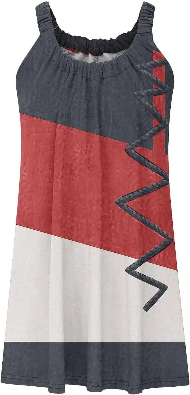 Summer Dresses for Women Beach Boho Sleeveless Vintage Floral Flowy Pocket Tshirt Tank Sundresses