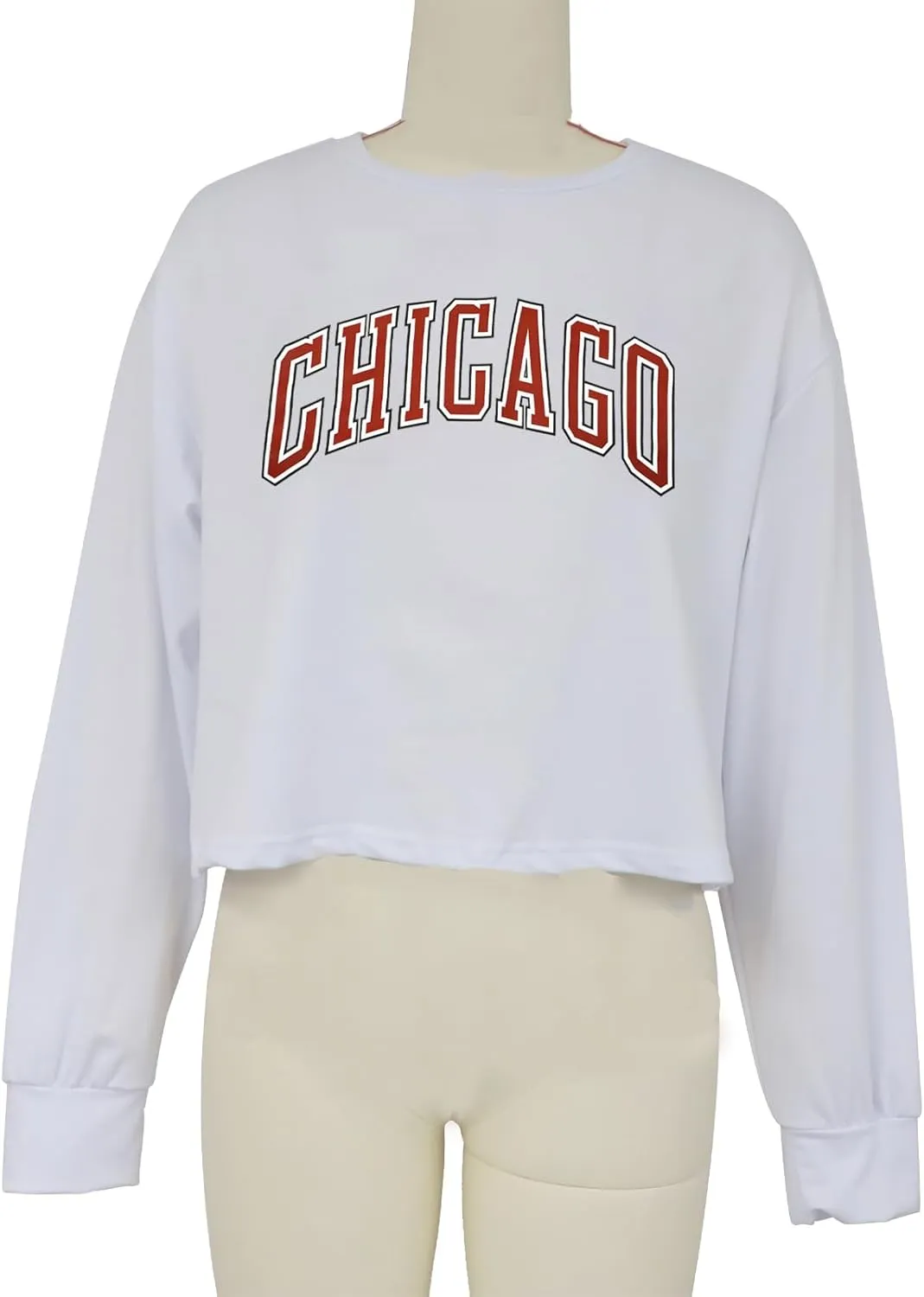 Sumtory Women Long Sleeve Crew Neck Sweat Shirts Loose Fit Letter Print Pullovers Crop Tee Tops