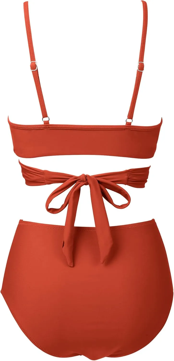 SUUKSESS Women Wrap Bikini Set Push Up High Waisted 2 Piece Swimsuits