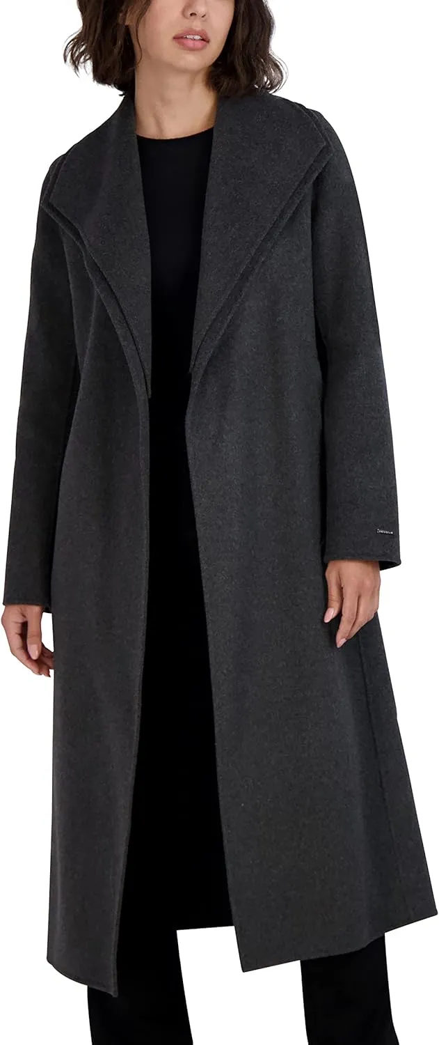 Tahari Women's Peacoat Wool Blend Double Face Winter Trench Coat