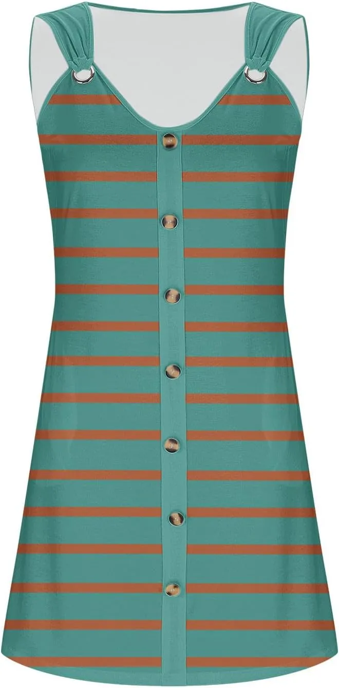 TANGNADE Womens Summer Mini Dress Casual Sleeveless V-Neck Loose Flowy Tank Dresses Beach Vacation Sundress