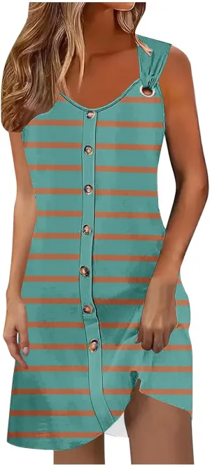 TANGNADE Womens Summer Mini Dress Casual Sleeveless V-Neck Loose Flowy Tank Dresses Beach Vacation Sundress