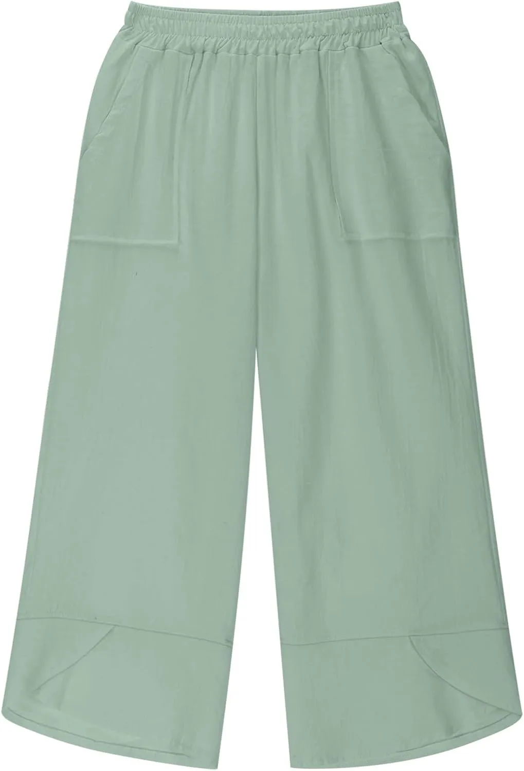 Teen Girls Palazzo Pants Summer Casual Cotton Linen Trousers Kids Lightweight Elastic Waist Solid Color Wide Leg Pant