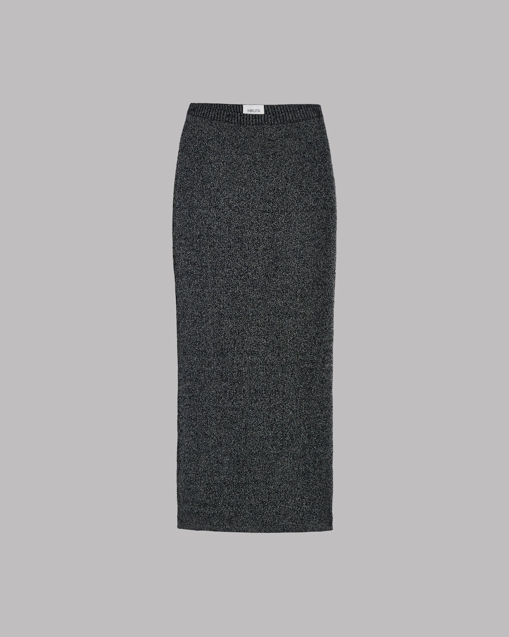 The Dark Glitter Ribbed Long Tube Skirt