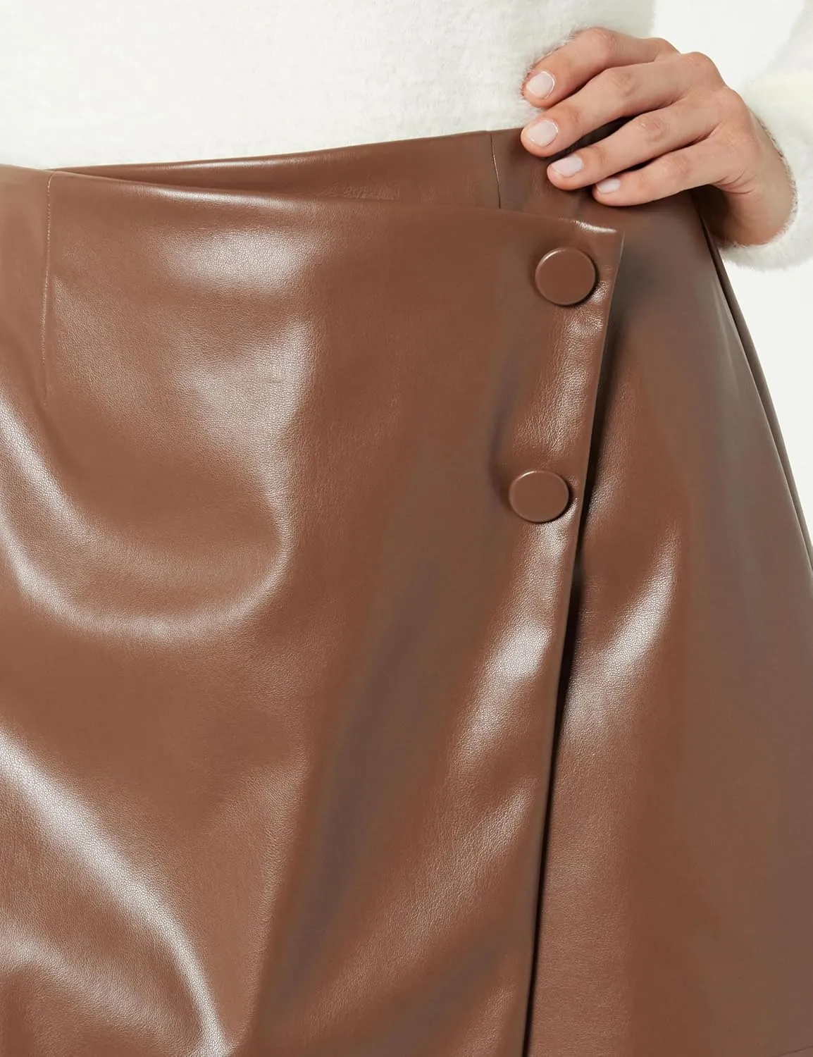The Drop Women's Portia Vegan Leather Mini Wrap Skirt