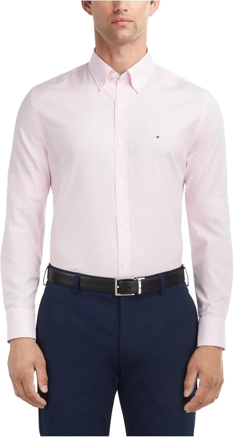Tommy Hilfiger Men's Dress Shirt Slim Fit Stretch Oxford