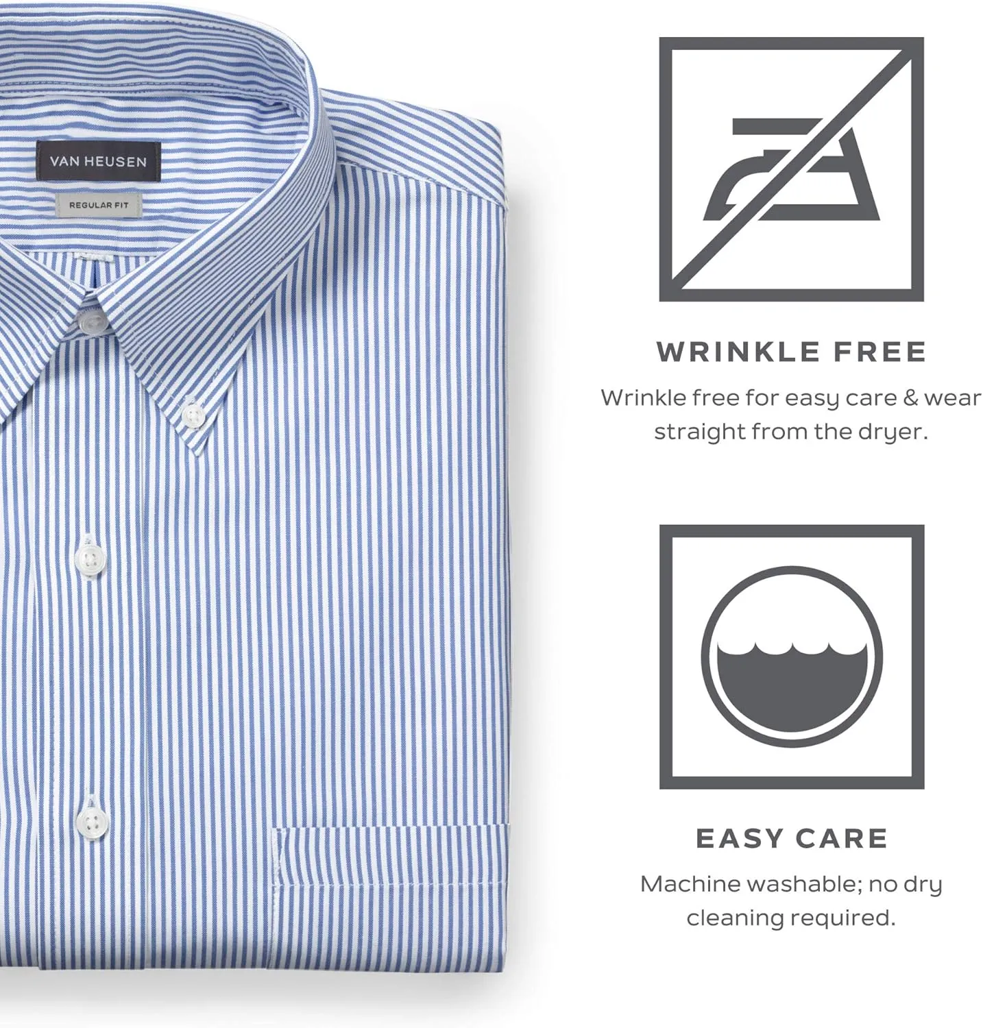 Van Heusen Men's Dress Shirt Regular Fit Pinpoint Stripe