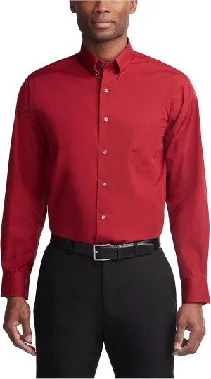 Van Heusen Men's Dress Shirts Regular Fit Silky Poplin Solid