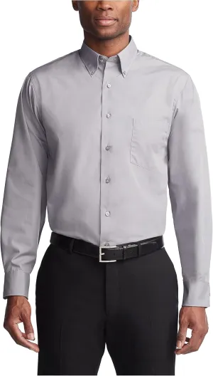 Van Heusen Men's Dress Shirts Regular Fit Silky Poplin Solid