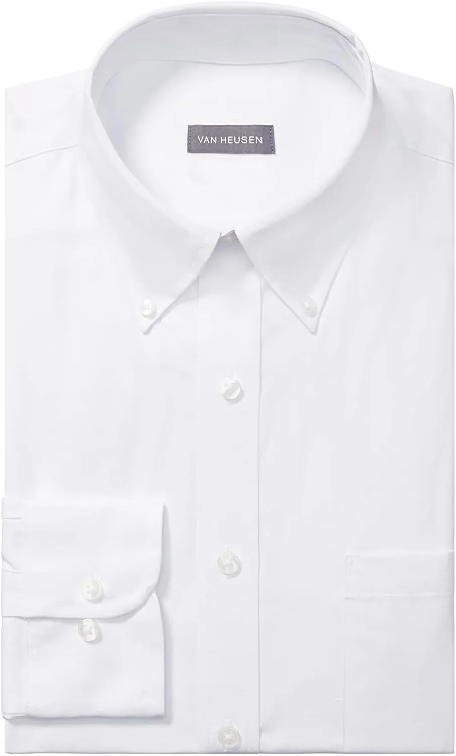 Van Heusen Men's Pinpoint Regular Fit Solid Button Down Collar Dress Shirt