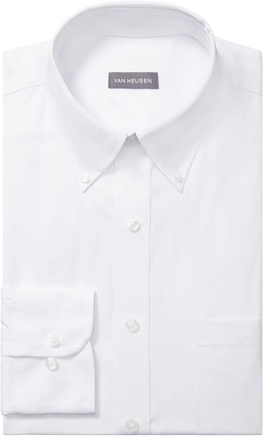 Van Heusen Men's Pinpoint Regular Fit Solid Button Down Collar Dress Shirt