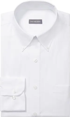 Van Heusen Men's Pinpoint Regular Fit Solid Button Down Collar Dress Shirt